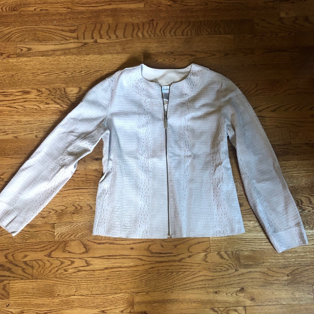 Chico’s leather reversible zip up jacket